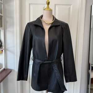 Worthington Women's Black Leather Belted Jacket